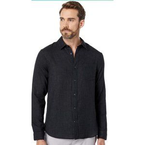 Men Vince Black Double Face Layer Pocket Button Down Shirt S Cotton Designer